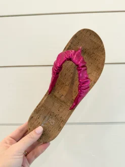 FINAL SALE: Cool Off Sandals by Corkys - Fuchsia Crinkle Metallic