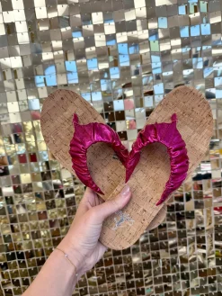 FINAL SALE: Cool Off Sandals by Corkys - Fuchsia Crinkle Metallic