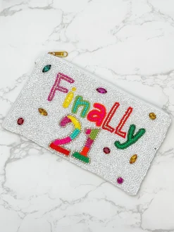 'Finally 21' Beaded Wristlet