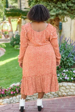 First Kiss Long Sleeve Maxi Dress In Rust