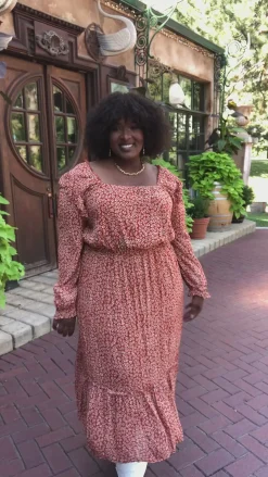 First Kiss Long Sleeve Maxi Dress In Rust