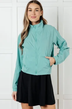 Fit Happens Nylon Tennis Jacket in Tidal Wave