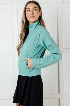 Fit Happens Nylon Tennis Jacket in Tidal Wave