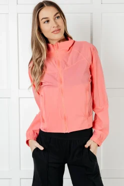 Fit Happens Nylon Tennis Jacket in Coral Rose