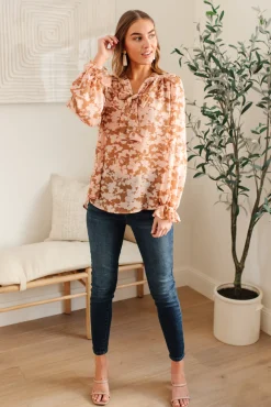 Floral Ties Top in Taupe