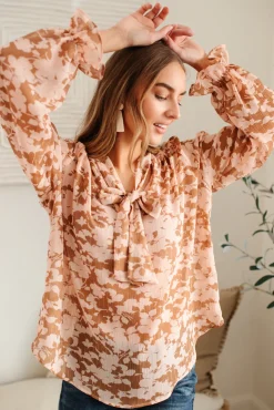 Floral Ties Top in Taupe