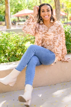 Floral Ties Top in Taupe