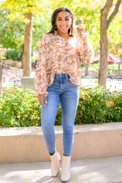 Floral Ties Top in Taupe
