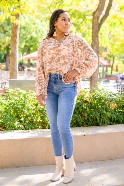 Floral Ties Top in Taupe