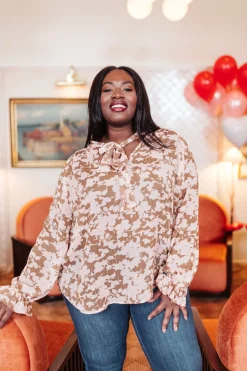 Floral Ties Top in Taupe