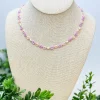 Flower Beaded Necklace - Pink & Purple