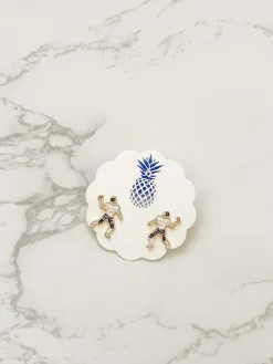 Football Player Enamel Stud Earrings