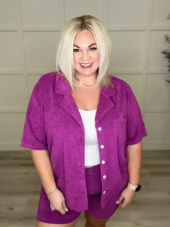 French Terry Button Down Top in 2 Colors