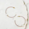 Freshwater Pearl Beaded Hoop Earrings - Blush