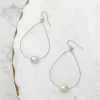 Freshwater Pearl Minimalist Oval Earrings - Silver