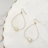 Freshwater Pearl Minimalist Oval Earrings - Gold