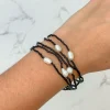 Freshwater Pearl Stretch Bracelet Set - Black