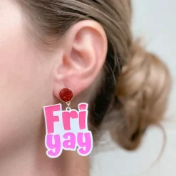 'Fri-Yay' Enamel Dangle Earrings