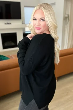 Front Seam V-Neck Sweater by Zenana