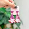 Fuchsia Heart Gnome Dangle Earrings