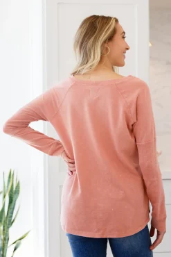 Fun Beginnings Raglan Top In Dusty Mauve