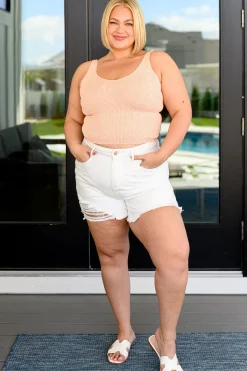 Fundamentals Ribbed Seamless Reversible Tank in Peach