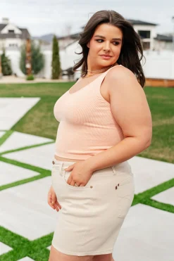 Fundamentals Ribbed Seamless Reversible Tank in Peach