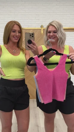 Fundamentals Ribbed Seamless Reversible Tank in Peach