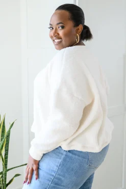 Fuzzy Cuddles Sweater in Off White