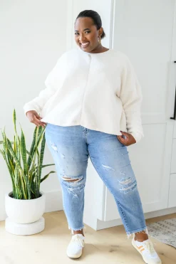 Fuzzy Cuddles Sweater in Off White