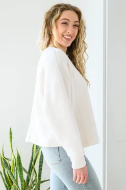 Fuzzy Cuddles Sweater in Off White