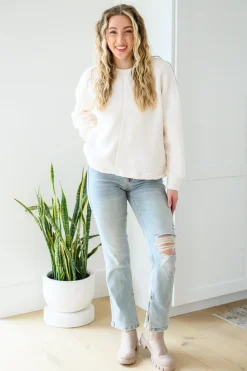 Fuzzy Cuddles Sweater in Off White