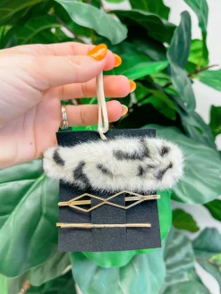 Fuzzy Leopard Hair Clip Set
