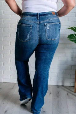 Gabriella Mid Rise Distressed Button Fly Flare by Judy Blue