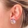 Galaxy Resin Stud Earrings - Purple