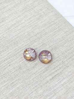 Galaxy Resin Stud Earrings - Purple