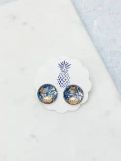 Galaxy Resin Stud Earrings - Blue
