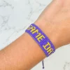 'Game Day' Beaded Adjustable Bracelet - Purple & Yellow