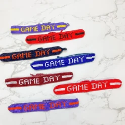 'Game Day' Beaded Adjustable Bracelet - Blue & White