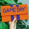 'Game Day' Beaded Clutch & Convertible Crossbody - Orange & Purple