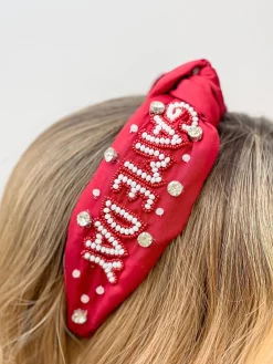 'Game Day' Embellished Headband - Burgundy & White