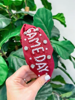 'Game Day' Embellished Headband - Burgundy & White