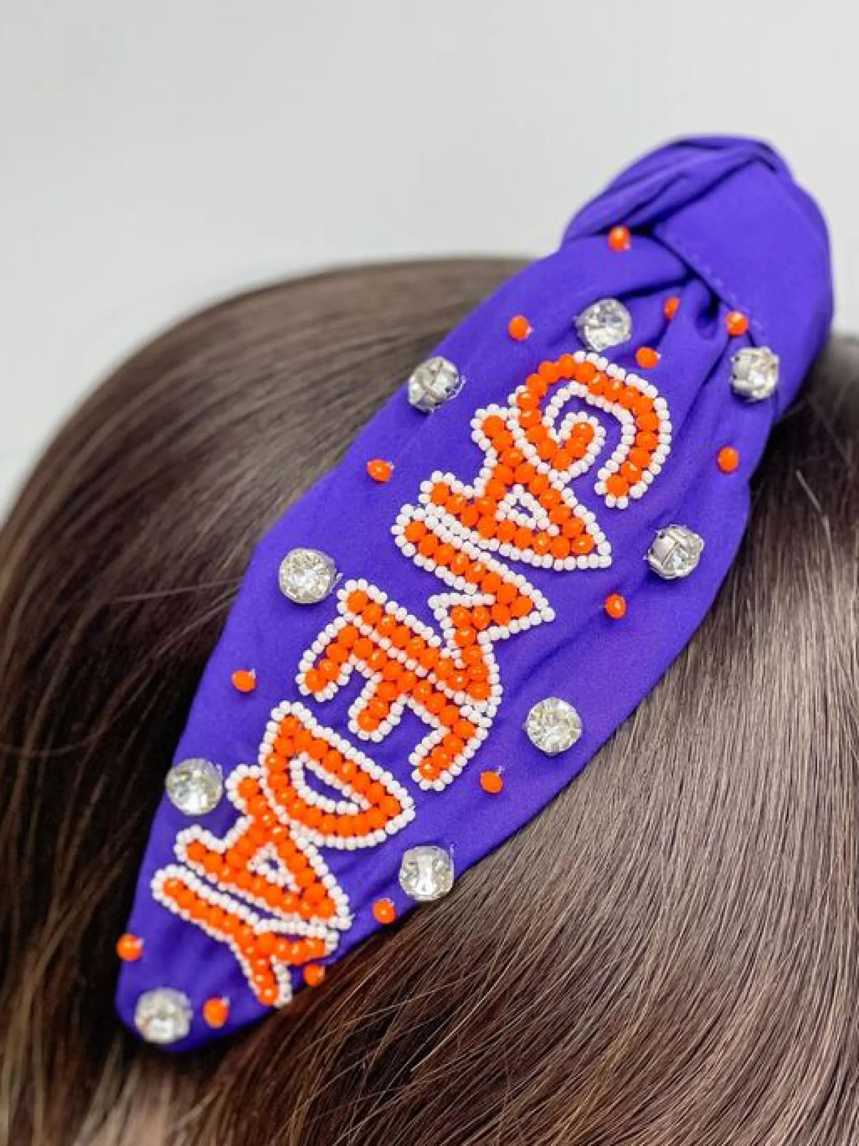 'Game Day' Embellished Headbands - Purple & Orange