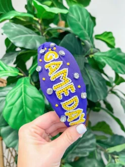 'Game Day' Embellished Headband - Purple & Yellow