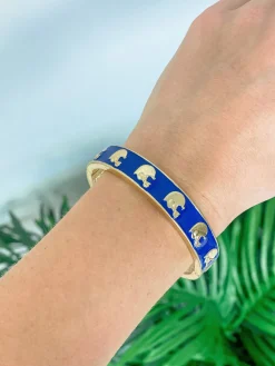 Game Day Enamel Football Helmet Hinge Bangle - Blue