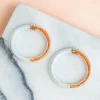 Game Day Jelly Tube Hoop Earrings - Orange & White