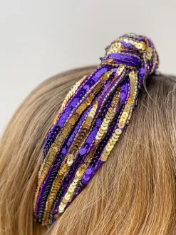 Game Day Sequin Headbands - Purple & Gold