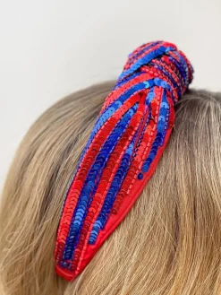 Game Day Sequin Headbands - Red & Blue