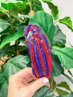 Game Day Sequin Headbands - Red & Blue