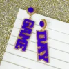 'Game Day' Statement Dangle Earrings - Gold & Purple
